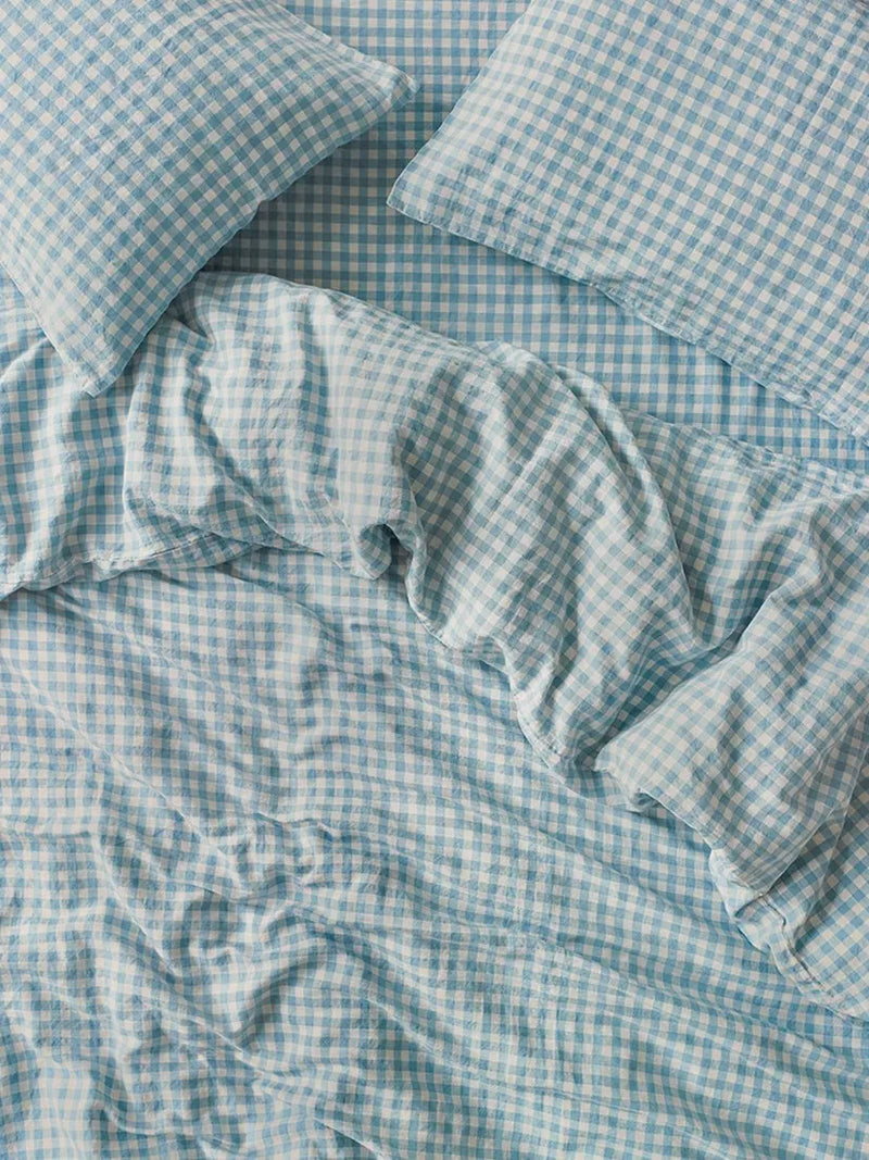 Piglet in Bed Super King Gingham Linen Pillowcase Pair