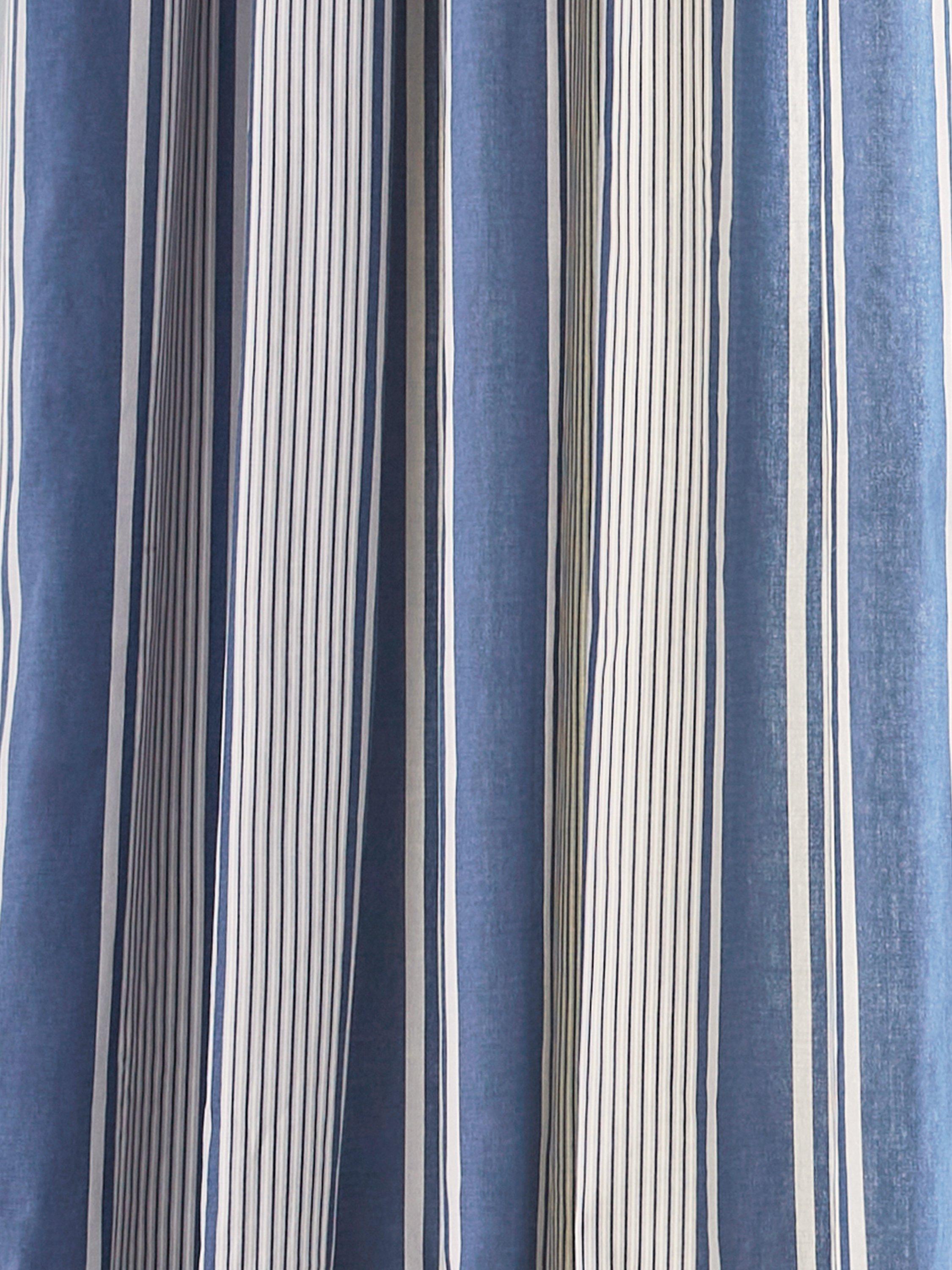 Laura Ashley Tiverton denim stripe eyelet curtains 223x229cm - British product