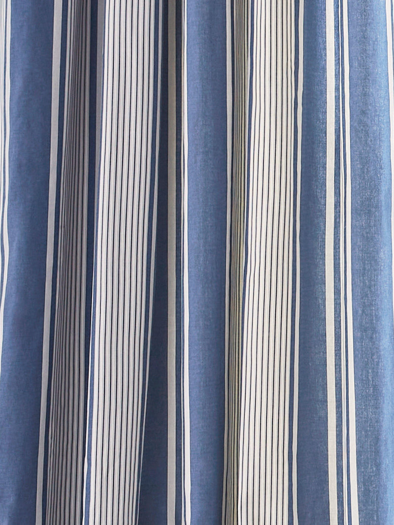 Laura Ashley Tiverton denim stripe eyelet curtains 223x229cm - British product