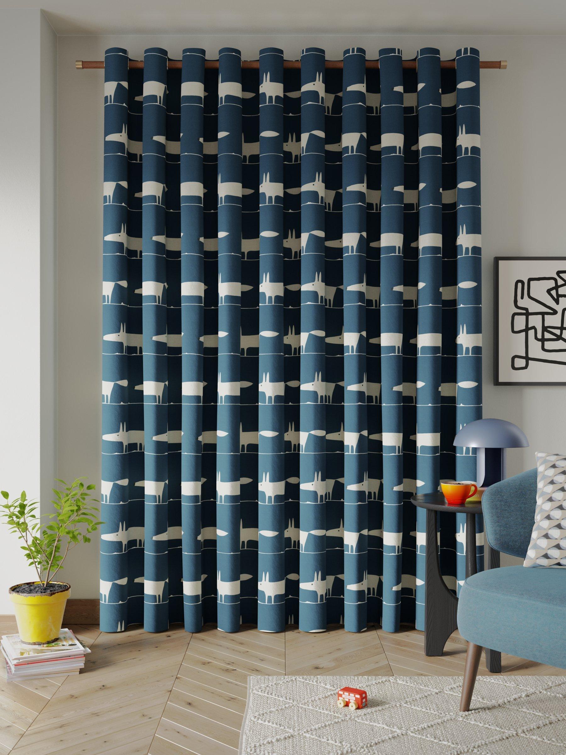 Scion Mr Fox navy eyelet curtains 117cm (British brand)