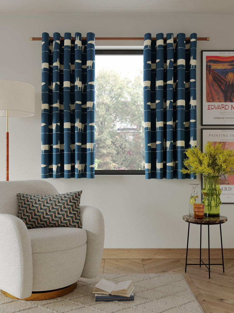 Scion Mr Fox navy eyelet curtains 117cm (British brand)