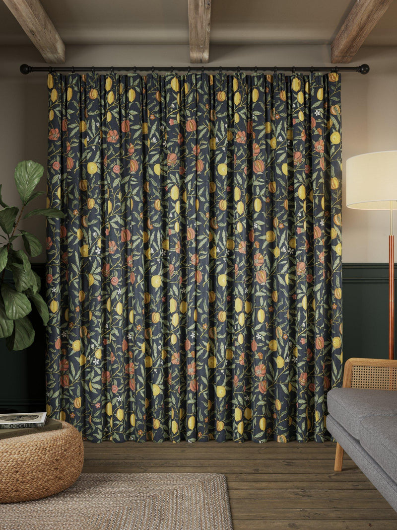Morris & Co. Fruit curtains ink blue 137x117cm - British product