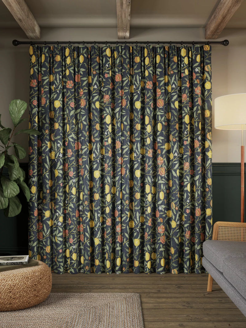 Morris & Co. Fruit curtains ink blue 137x117cm - British product