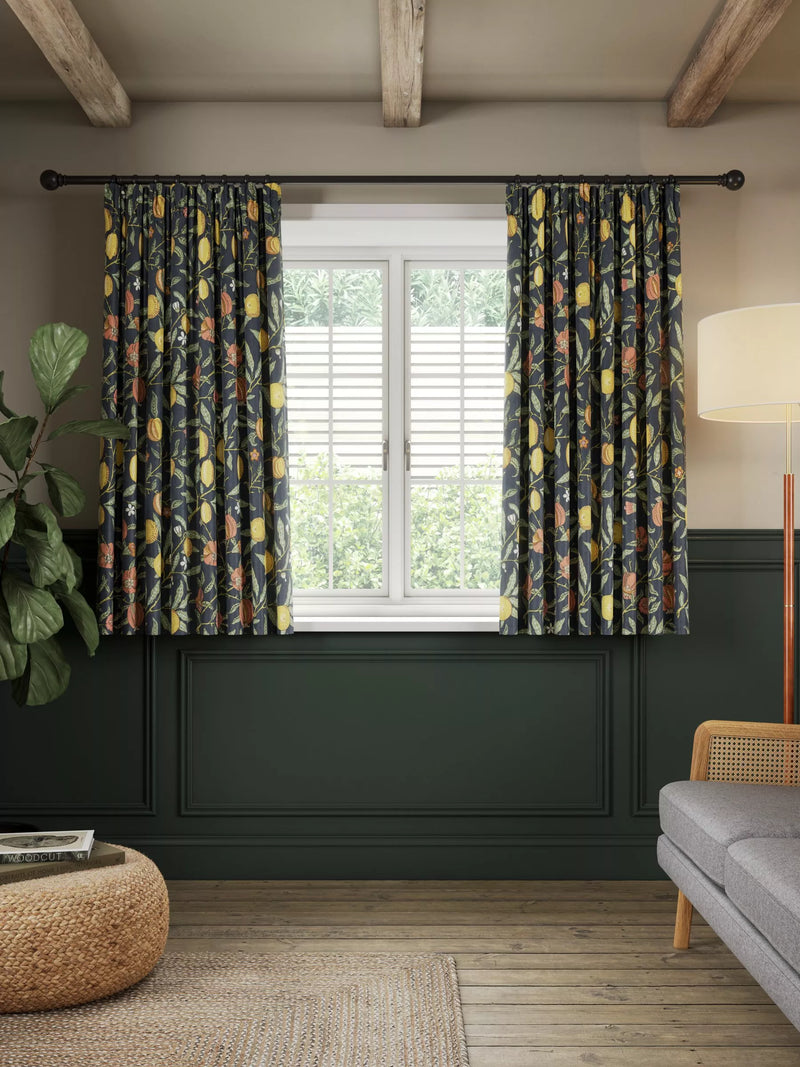Morris & Co. Fruit curtains ink blue 137x117cm - British product