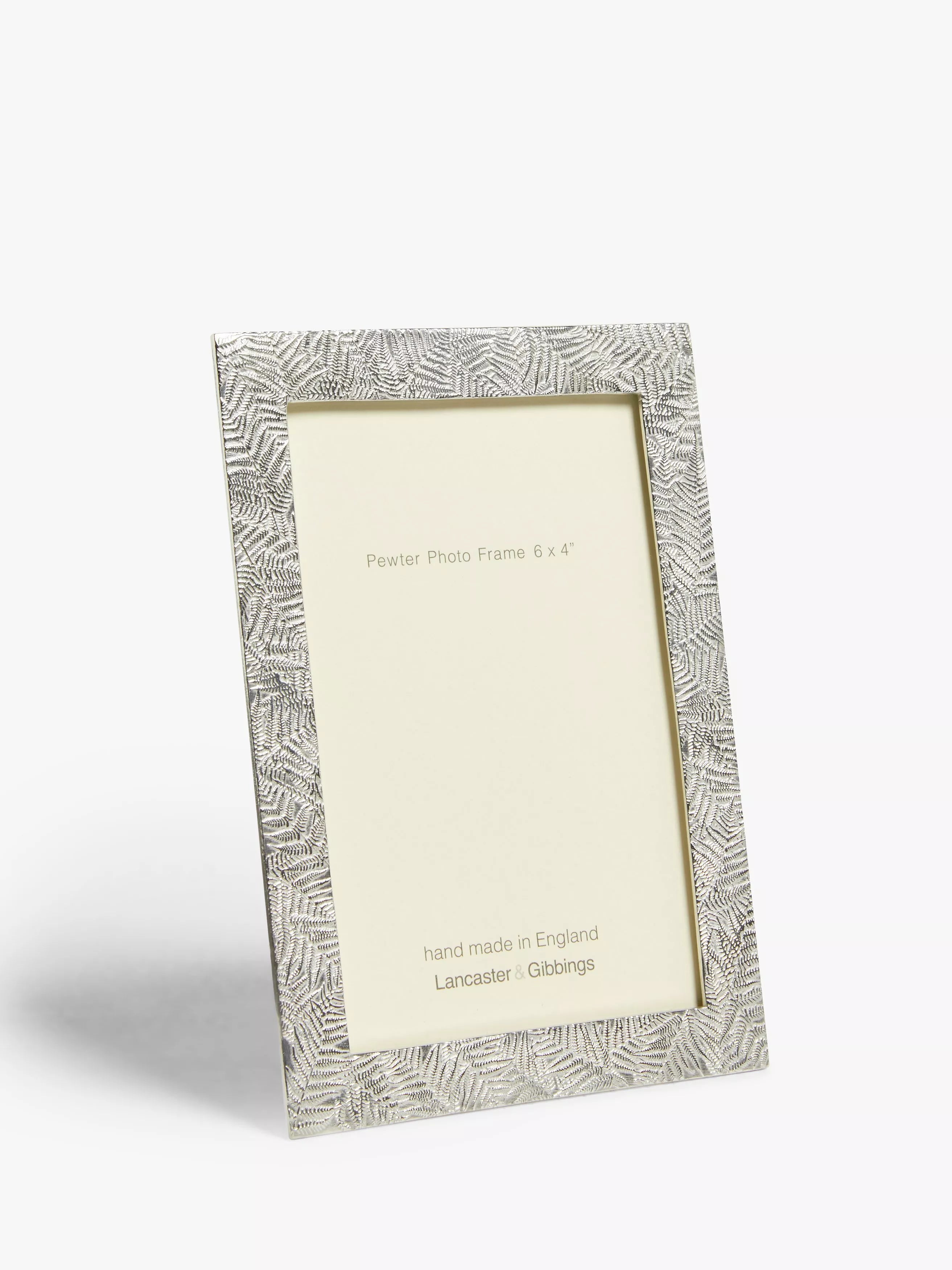 Lancaster and Gibbings fern leaf pewter photo frame in silver, UK version