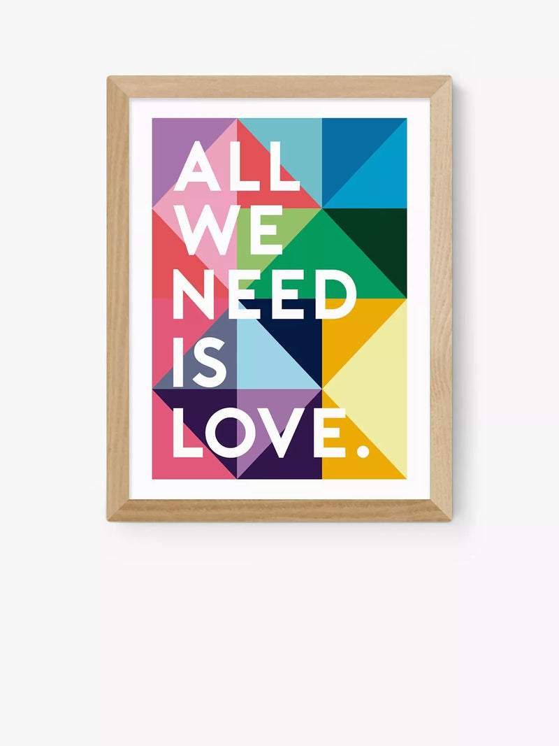 EAST END PRINTS Rafael Farias 'All We Need Is Love' Framed Print - Black Frame 53.4 x 43.4cm