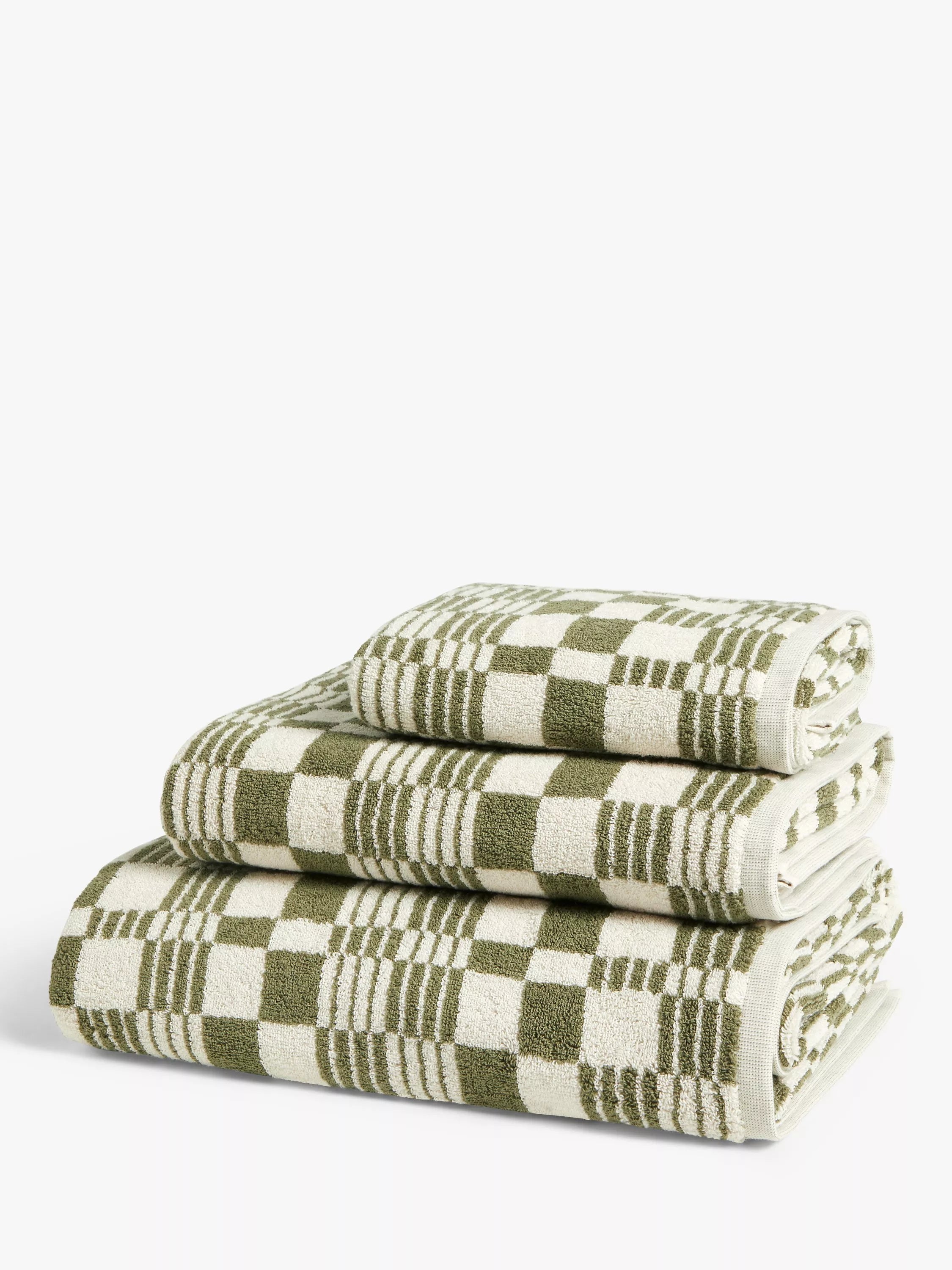 John Lewis Check Bath Towels - 600gsm