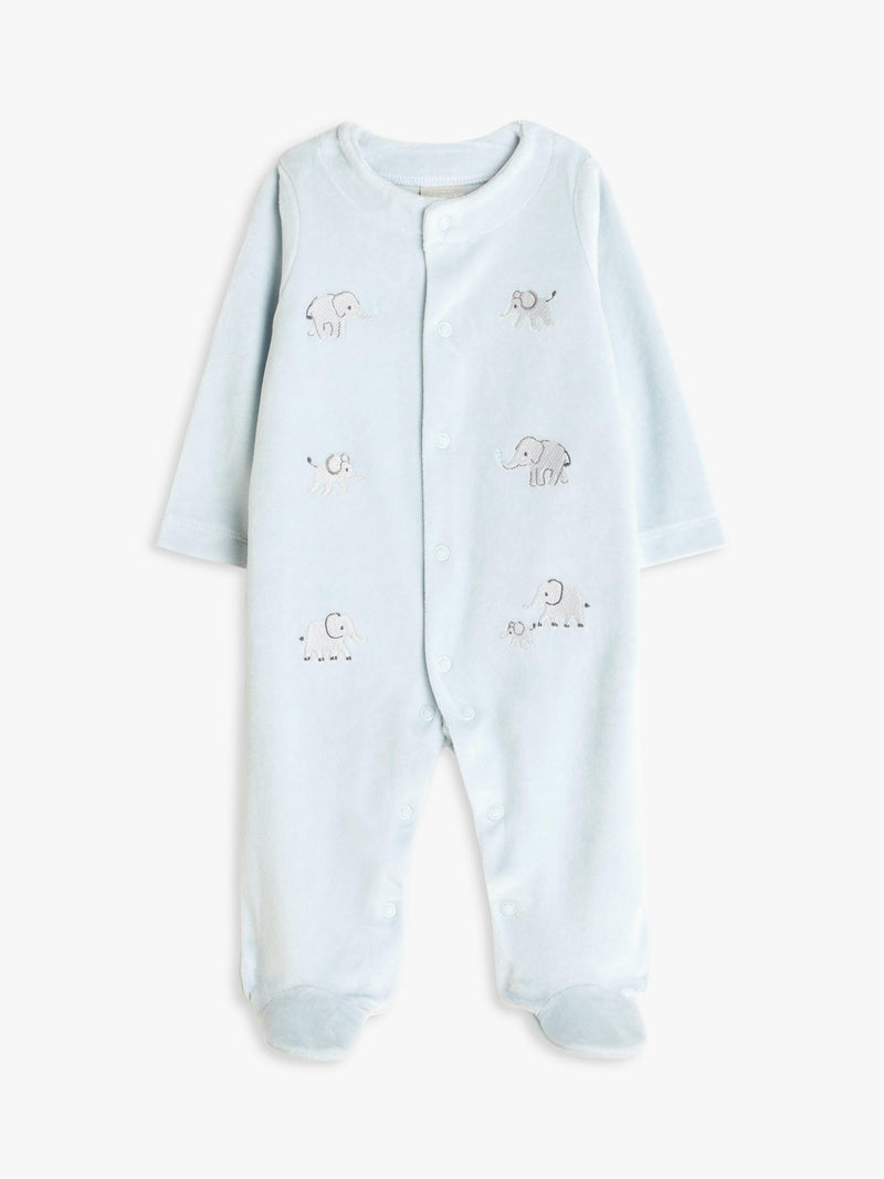 John Lewis baby elephant velour sleepsuit blue, UK version