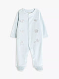 John Lewis Baby Elephant Velour Sleepsuit, Blue