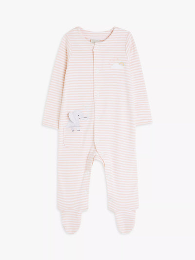 John Lewis John Lewis Baby Elefant Stripe Body, Rosa/Multi - Kjøp online hos McGrocer