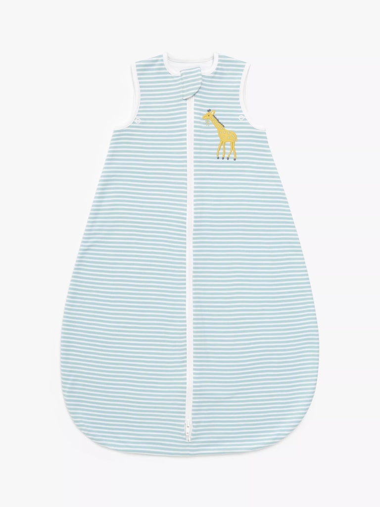 John Lewis Stripe Giraffe Baby Sleeping Bag, 0.5 Tog, Blue