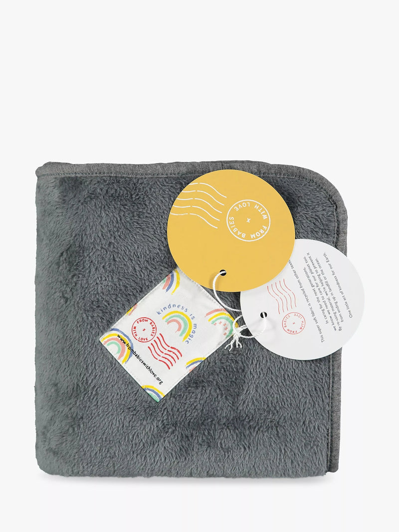 From Babies with Love baby blanket charcoal grey 90x90cm, UK version