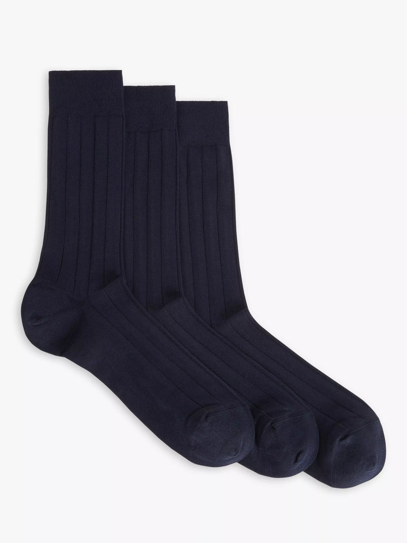 John Lewis Made in Italy Cotton Ankle Socks, Pack of 3