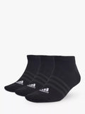 adidas Thin and Light Low-Cut Socks, Pack of 3, Black/White, 4.5-5.5