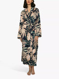 Fable & Eve Leaf Print Dressing Gown, Navy Mix