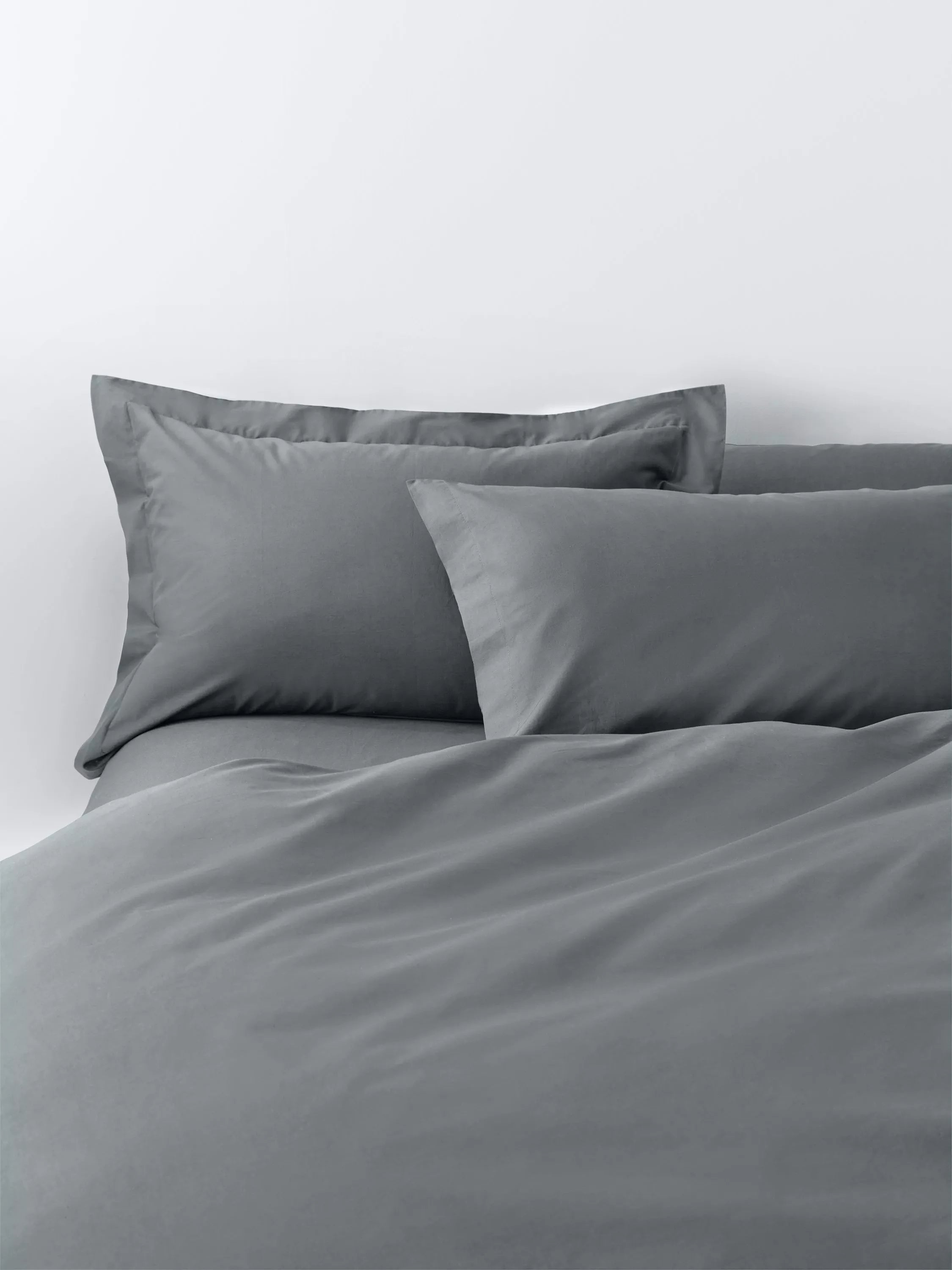 John Lewis Pure Cotton Percale Double Duvet Cover, Steel