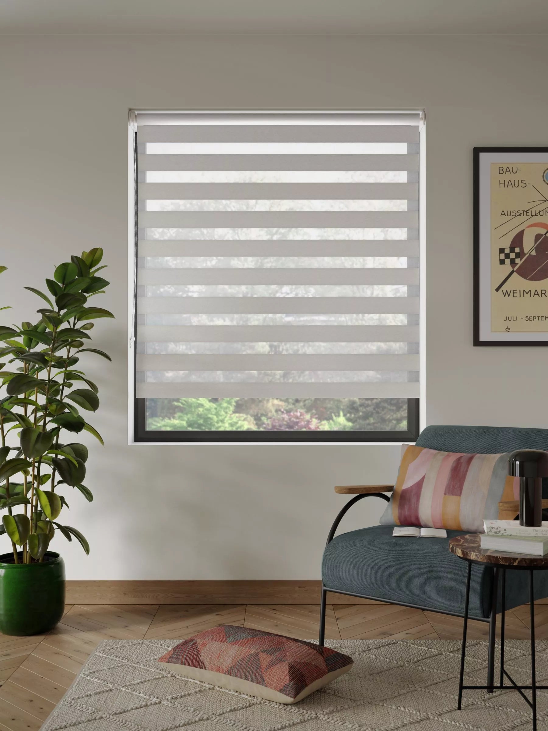 John Lewis day and night roller blind in white, UK version