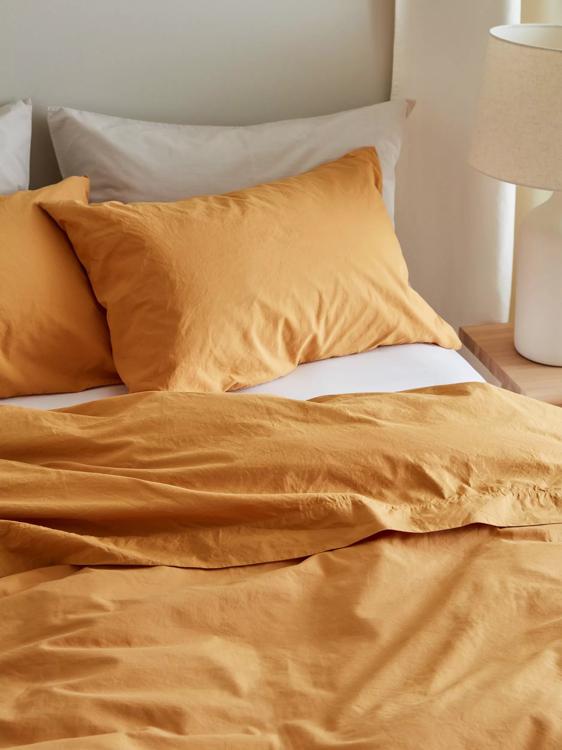 Bedfolk Relaxed Cotton Bedding, Ochre, Super King Duvet Cover