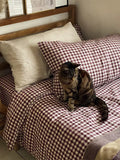 Piglet in Bed Gingham Linen Fitted Sheet