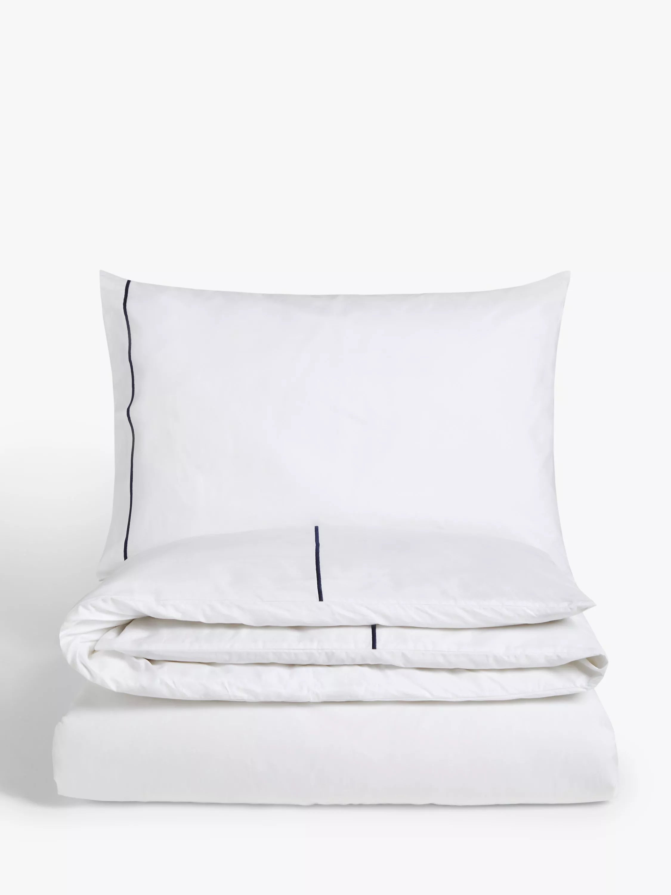 John Lewis Harlow Egyptian Cotton Percale, Standard Pillowcase, 400 Thread Count, Navy