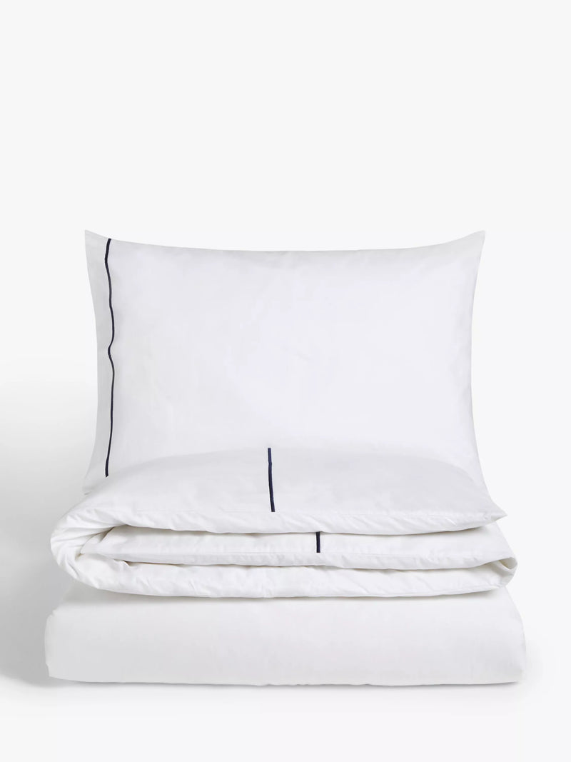 John Lewis Harlow Egyptian Cotton Percale, Standard Pillowcase, 400 Thread Count, Navy