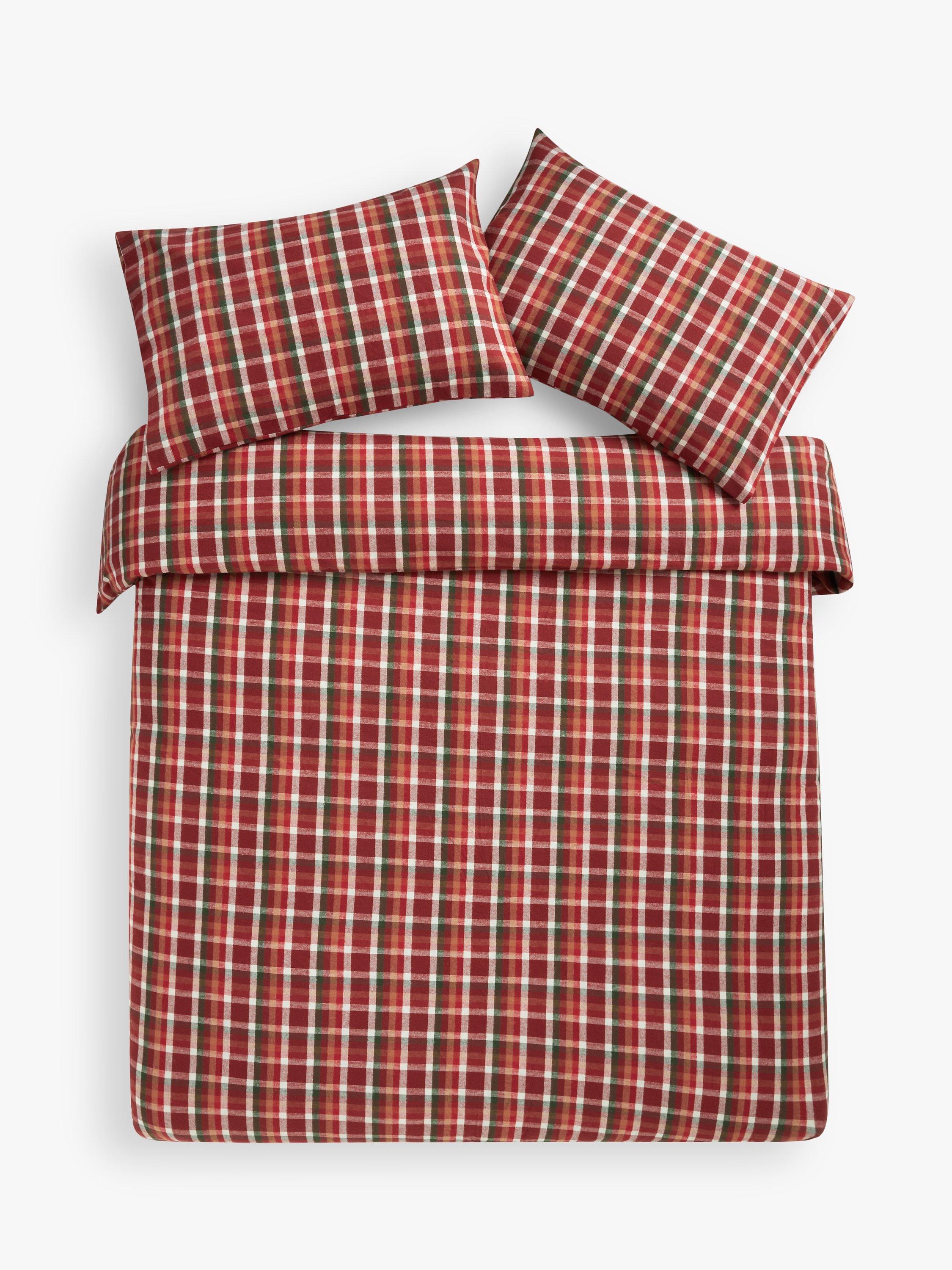 John Lewis brushed cotton check duvet cover set with pillowcases, UK version