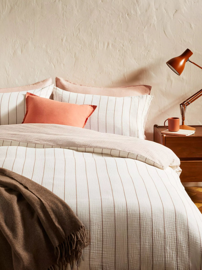 John Lewis Hayle cotton gauze reversible stripe bedding single - British product