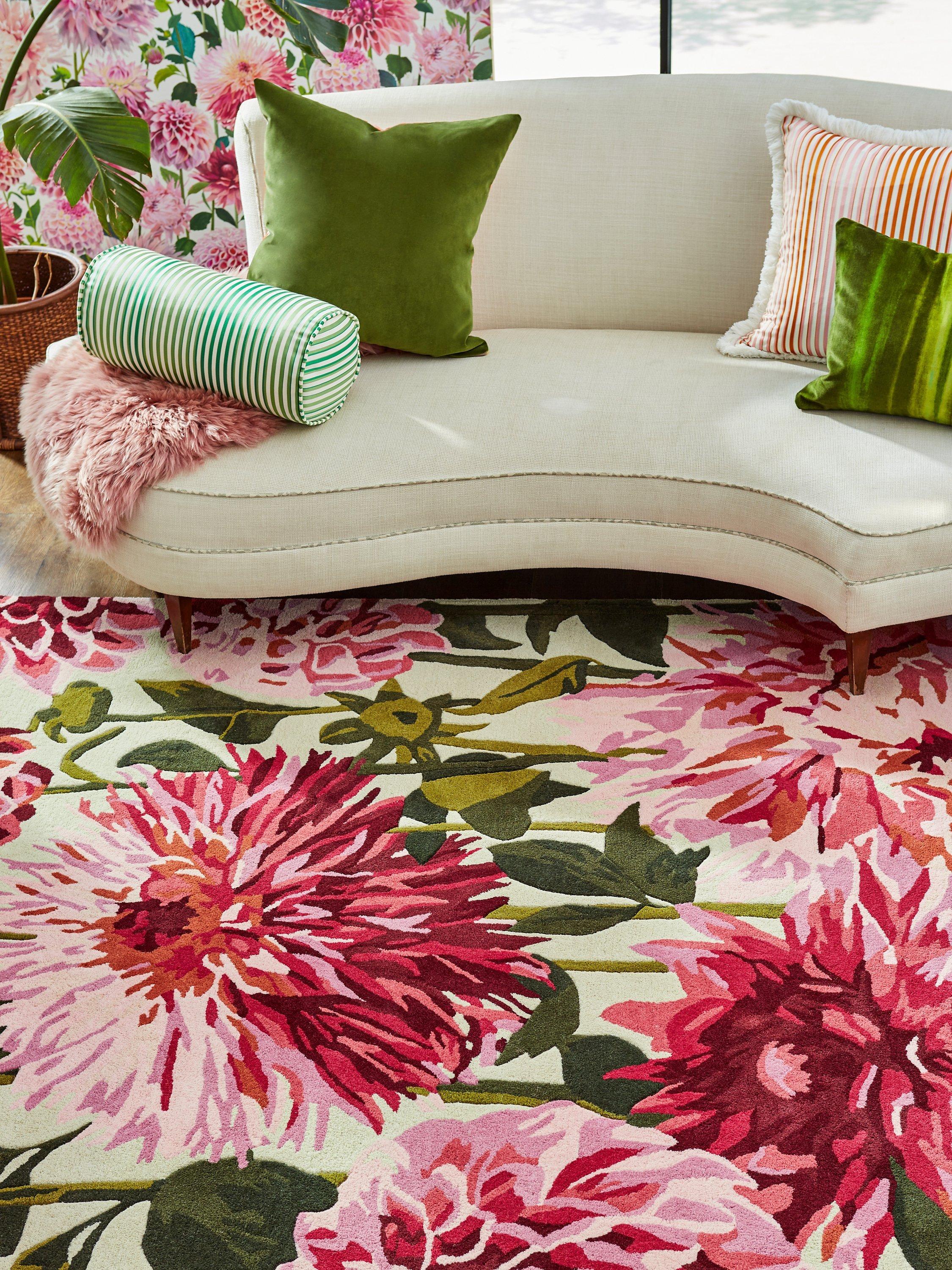 Harlequin Dahlia rug hand-painted floral L280xW200cm - British product