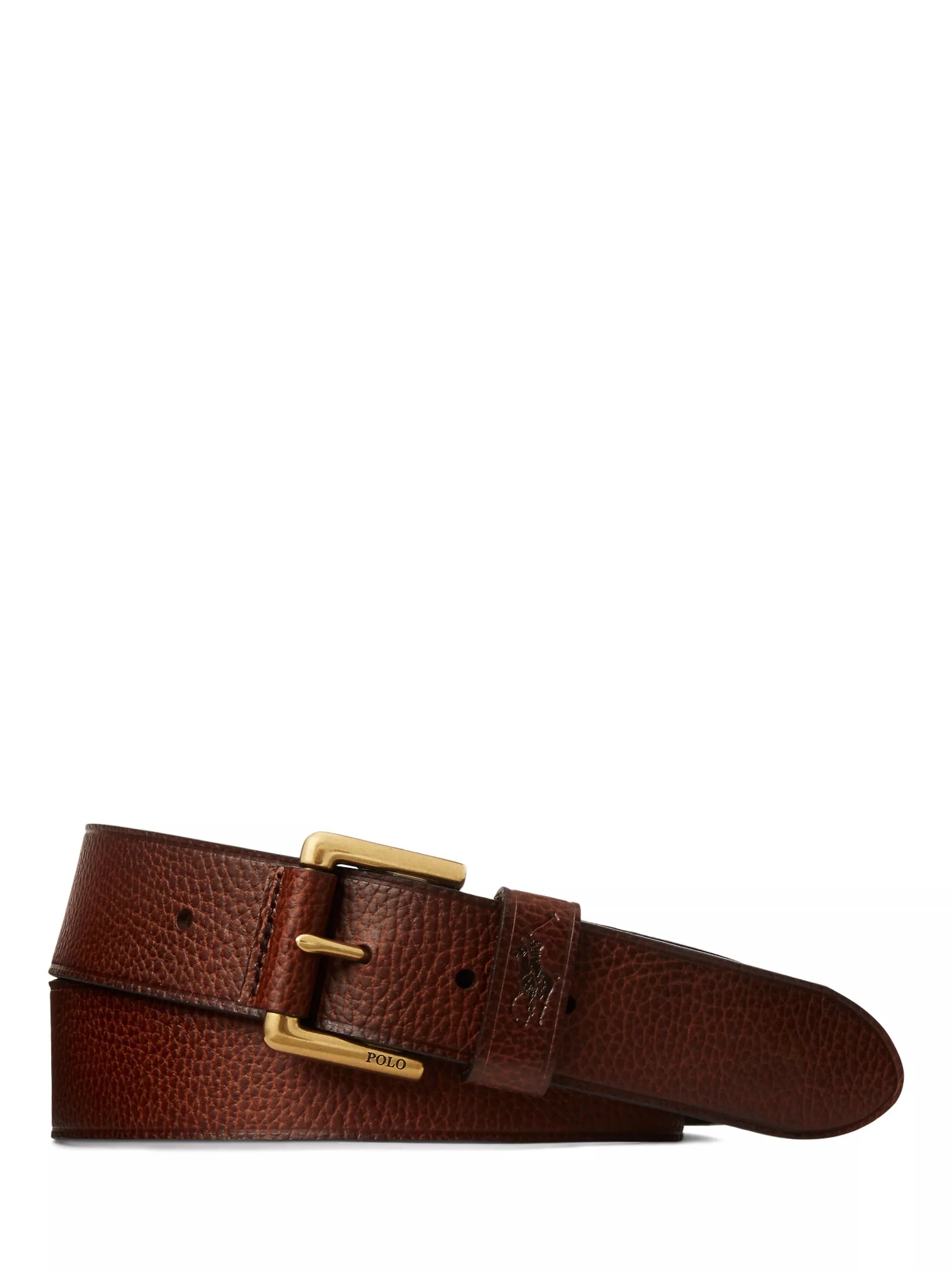 Ralph Lauren pebbled leather belt with gold buckle, UK version