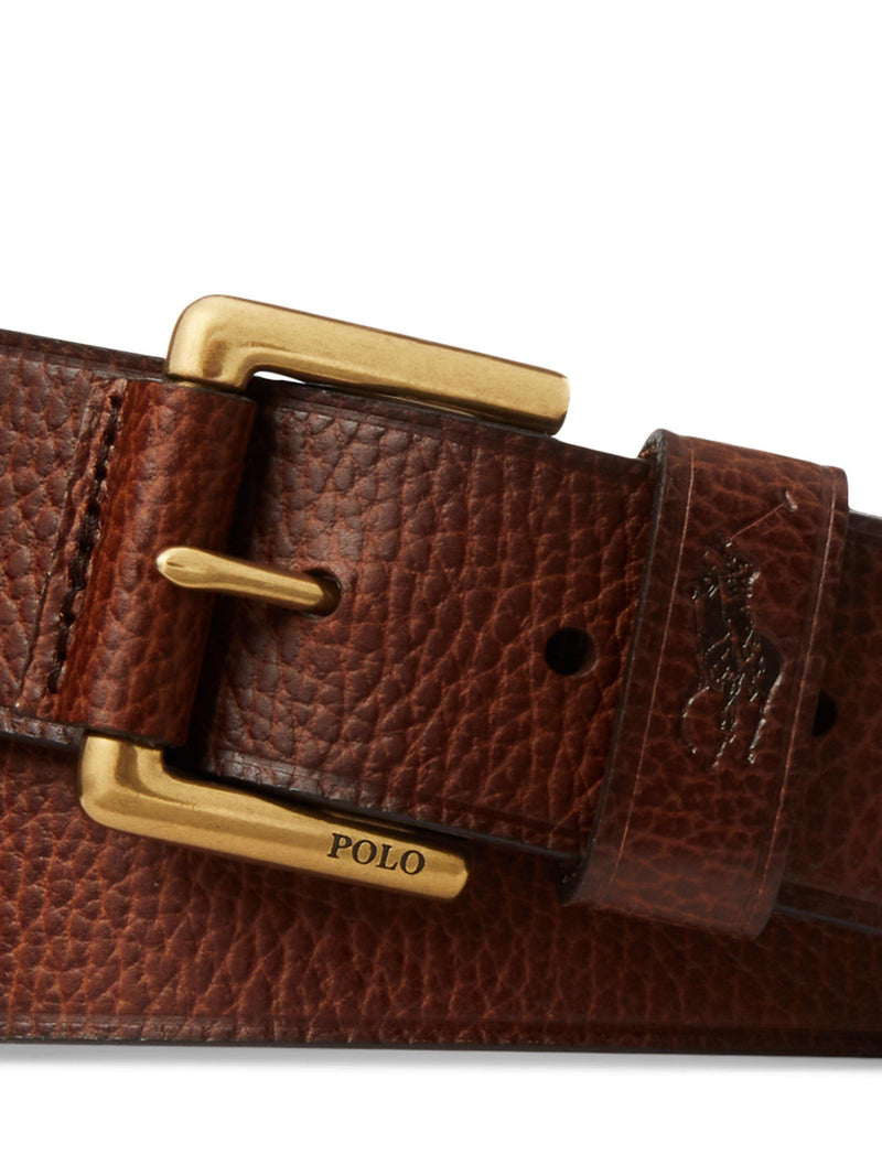 Ralph Lauren pebbled leather belt with gold buckle, UK version
