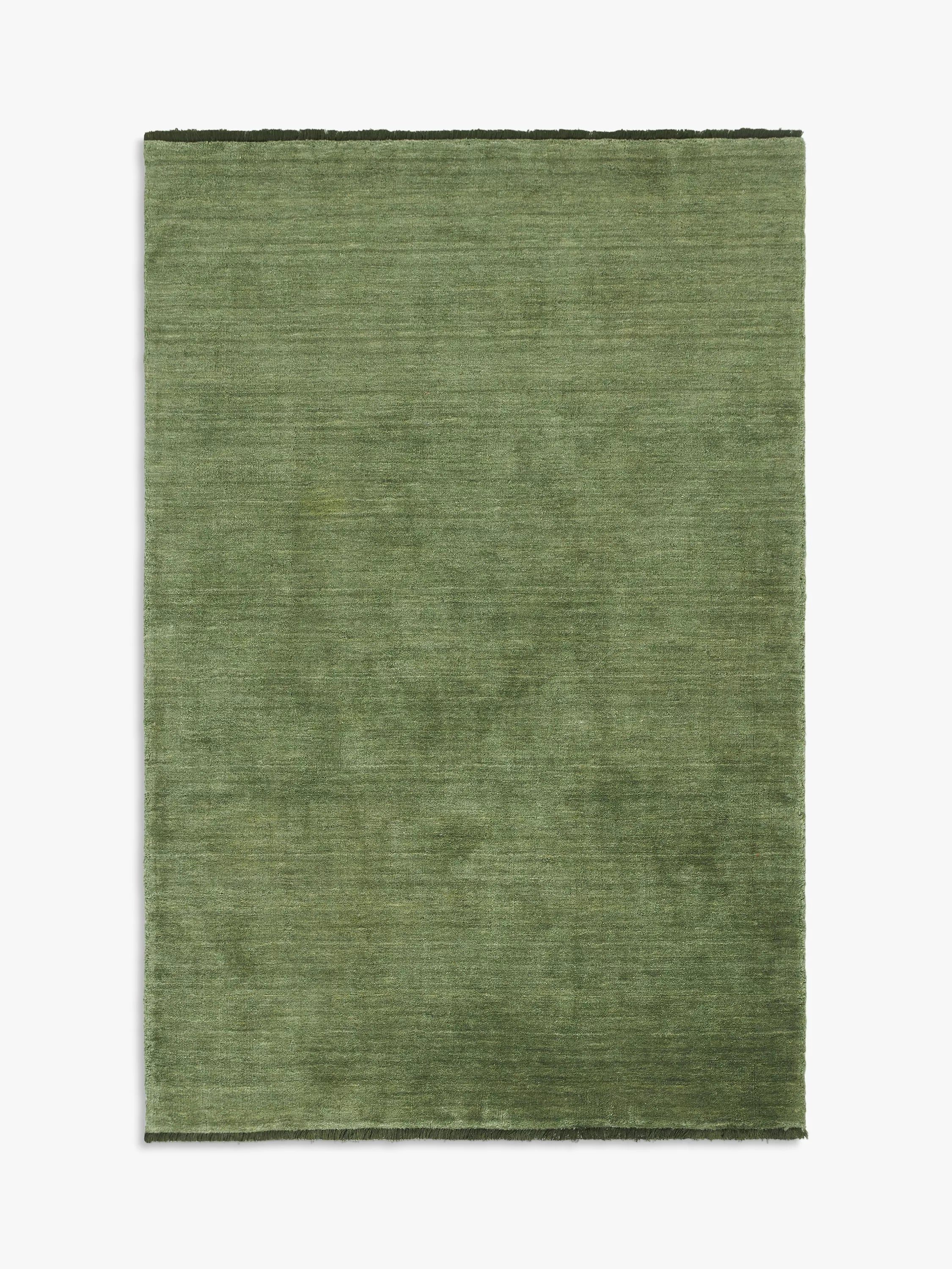 John Lewis Plain Hand Woven New Zealand Pure Wool Rug, Green, Runner, L240 x W70cm