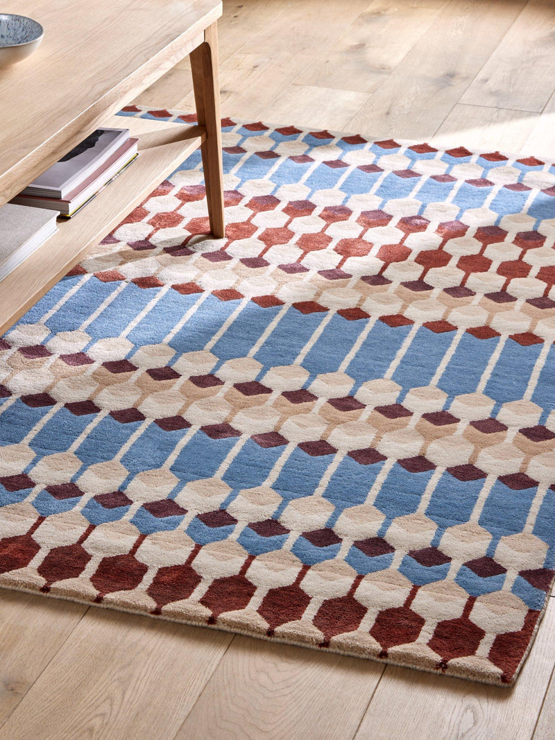 John Lewis Hive rug geometric stripe wool viscose - British product
