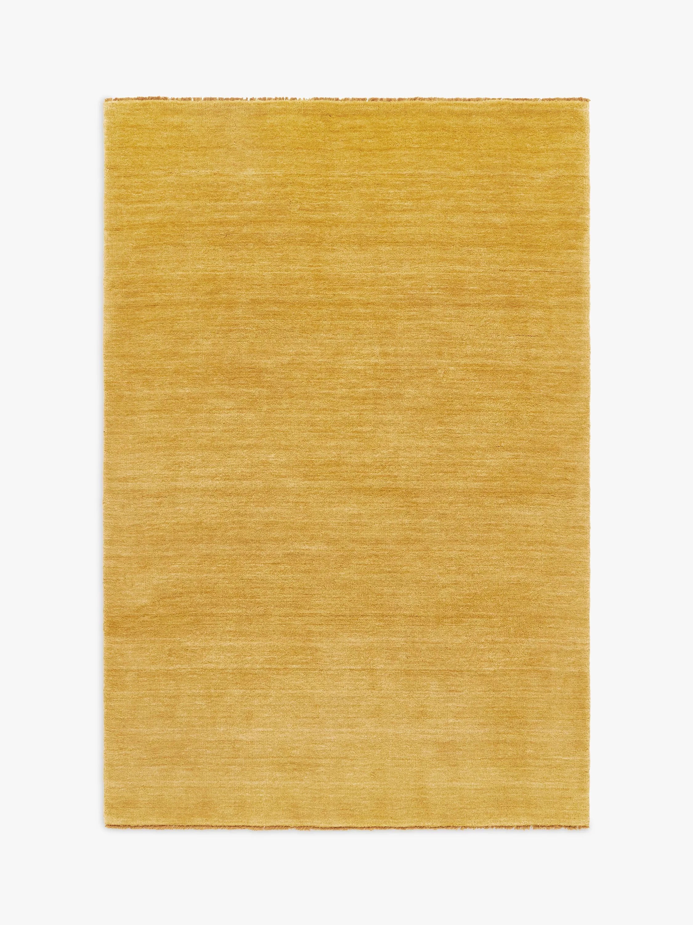 John Lewis Plain Hand Woven New Zealand Pure Wool Rug, Mustard, Runner, L240 x W70cm