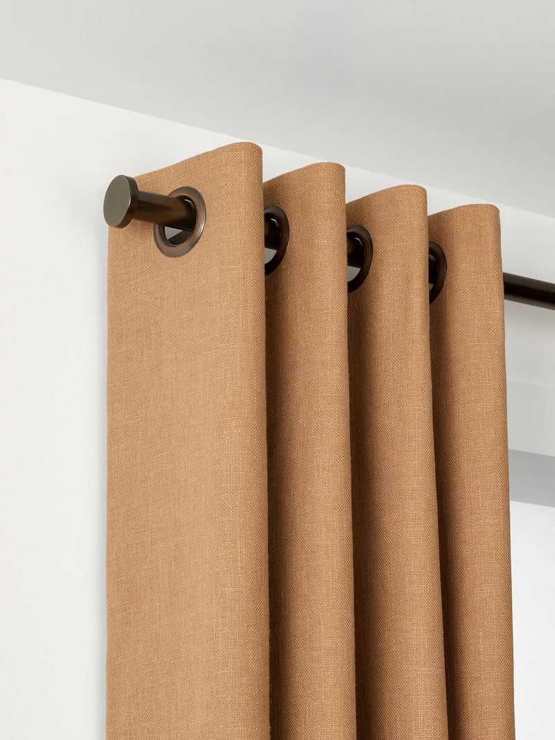 John Lewis Select Eyelet Curtain Pole with Disc Finial, Wall Fix, Dia.25mm, Satin Antique Brass, L100cm