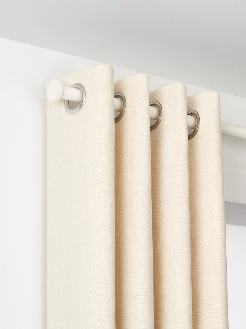John Lewis Select Eyelet Curtain Pole with Disc Finial, Wall Fix, Dia.25mm, Satin Chalk, L100cm
