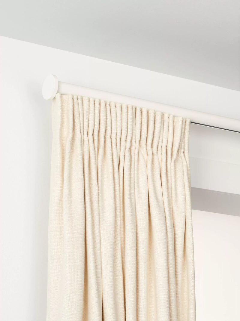 John Lewis Select Gliding Curtain Pole with Disc Finial, Wall Fix, Dia.30mm, Satin Chalk, L100cm