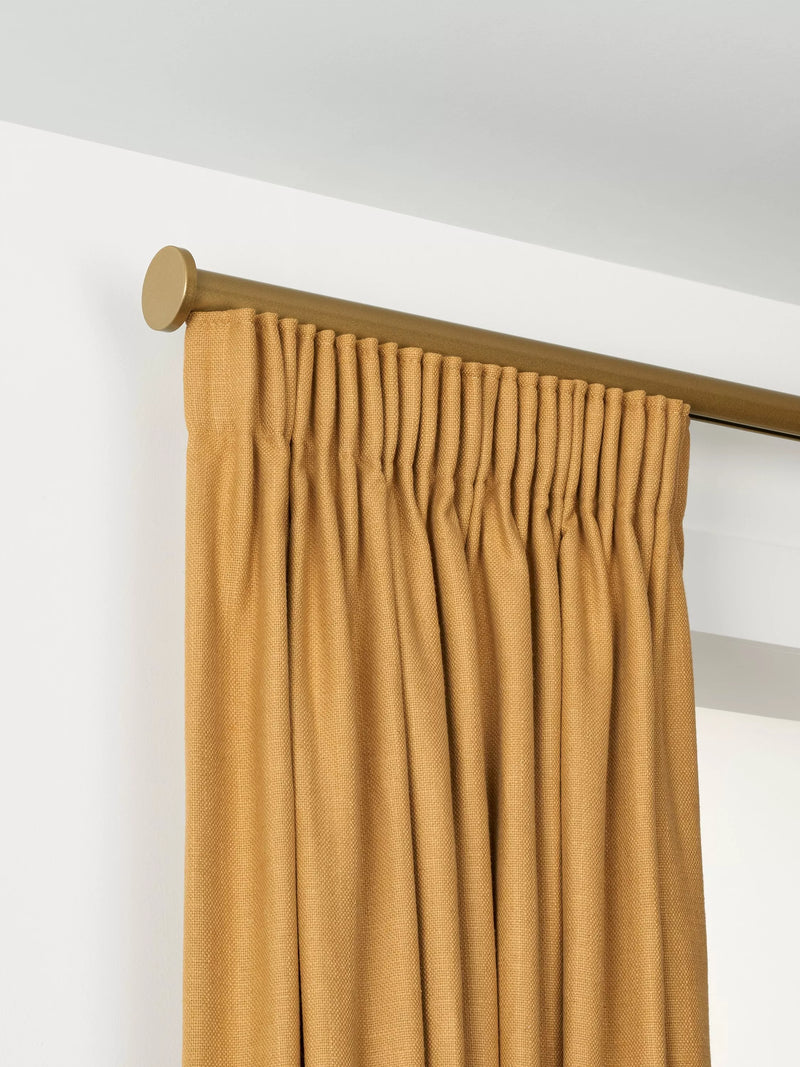 John Lewis Select Gliding Curtain Pole with Disc Finial, Wall Fix, Dia.30mm, Satin Gold, L100cm