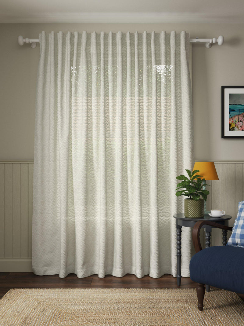 John Lewis Burnout Geometric Voile Panel White 229x140cm, imported from the UK