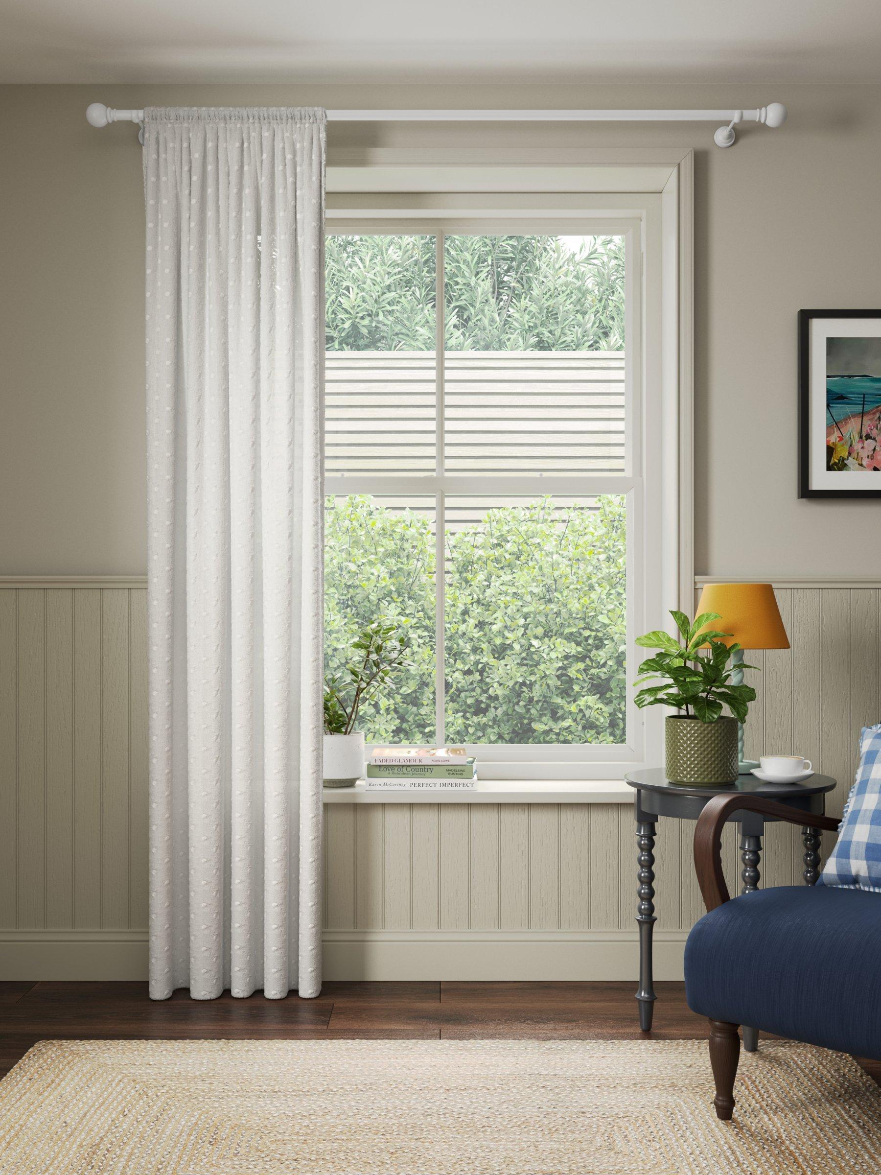 John Lewis white tufted dot voile panel, UK version