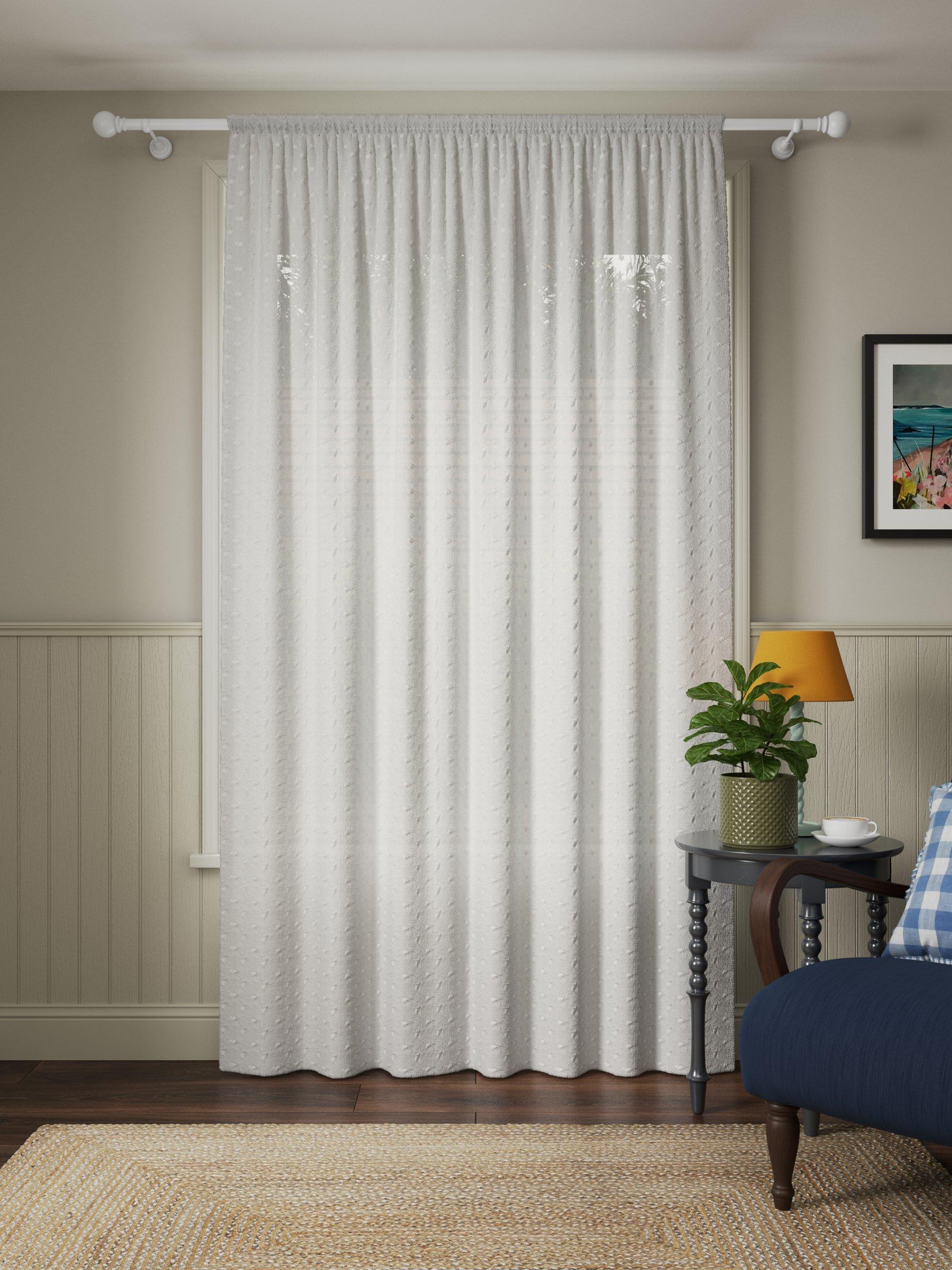 John Lewis white tufted dot voile panel, UK version