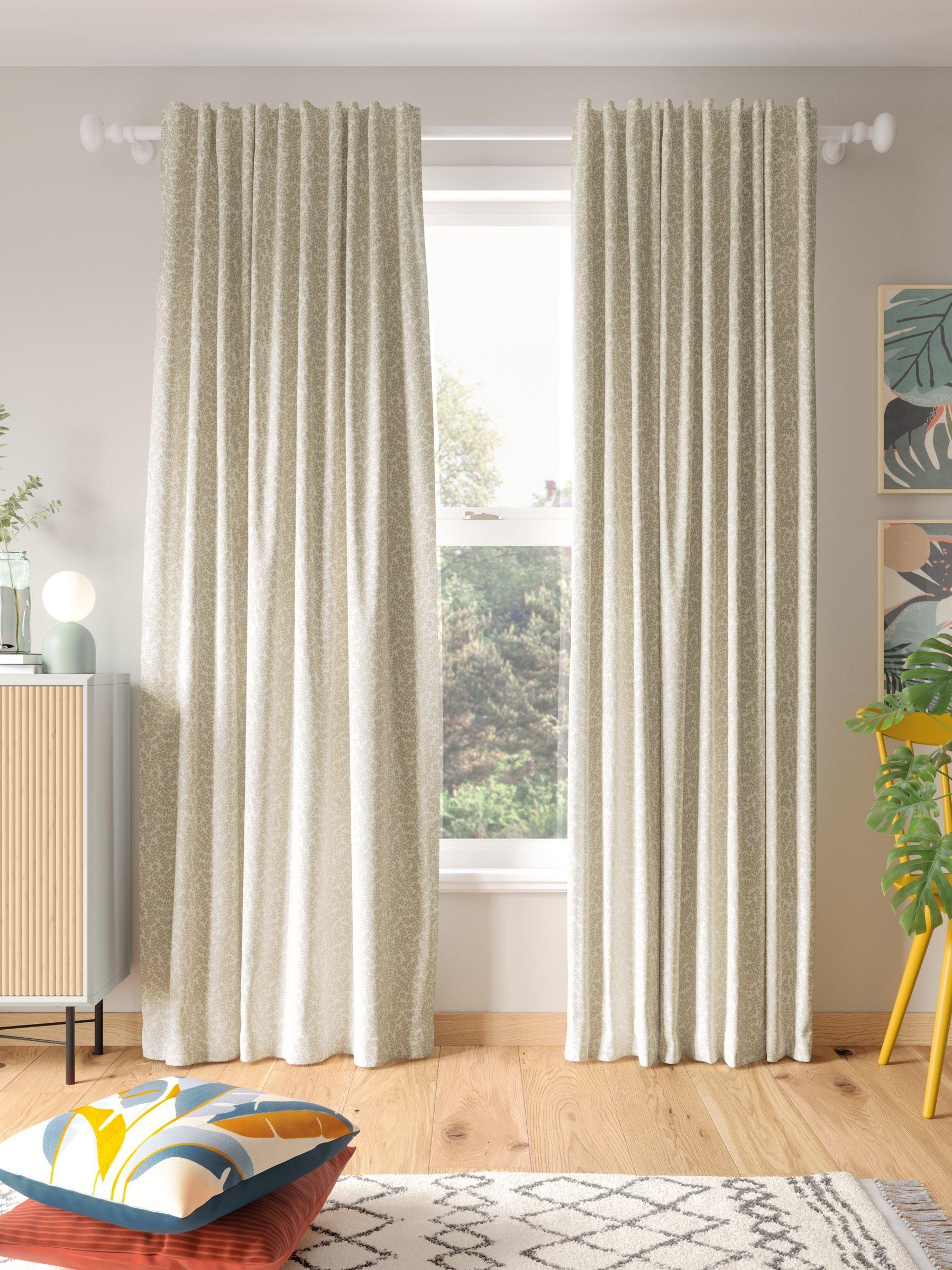 John Lewis Mila Print curtains putty 137cm drop (British brand)