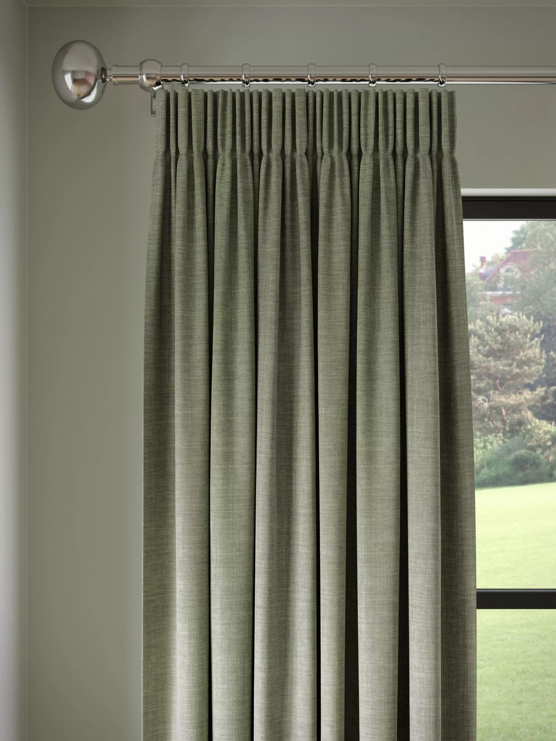 John Lewis Textured Weave Pair Blackout Lined Pencil Pleat Curtains