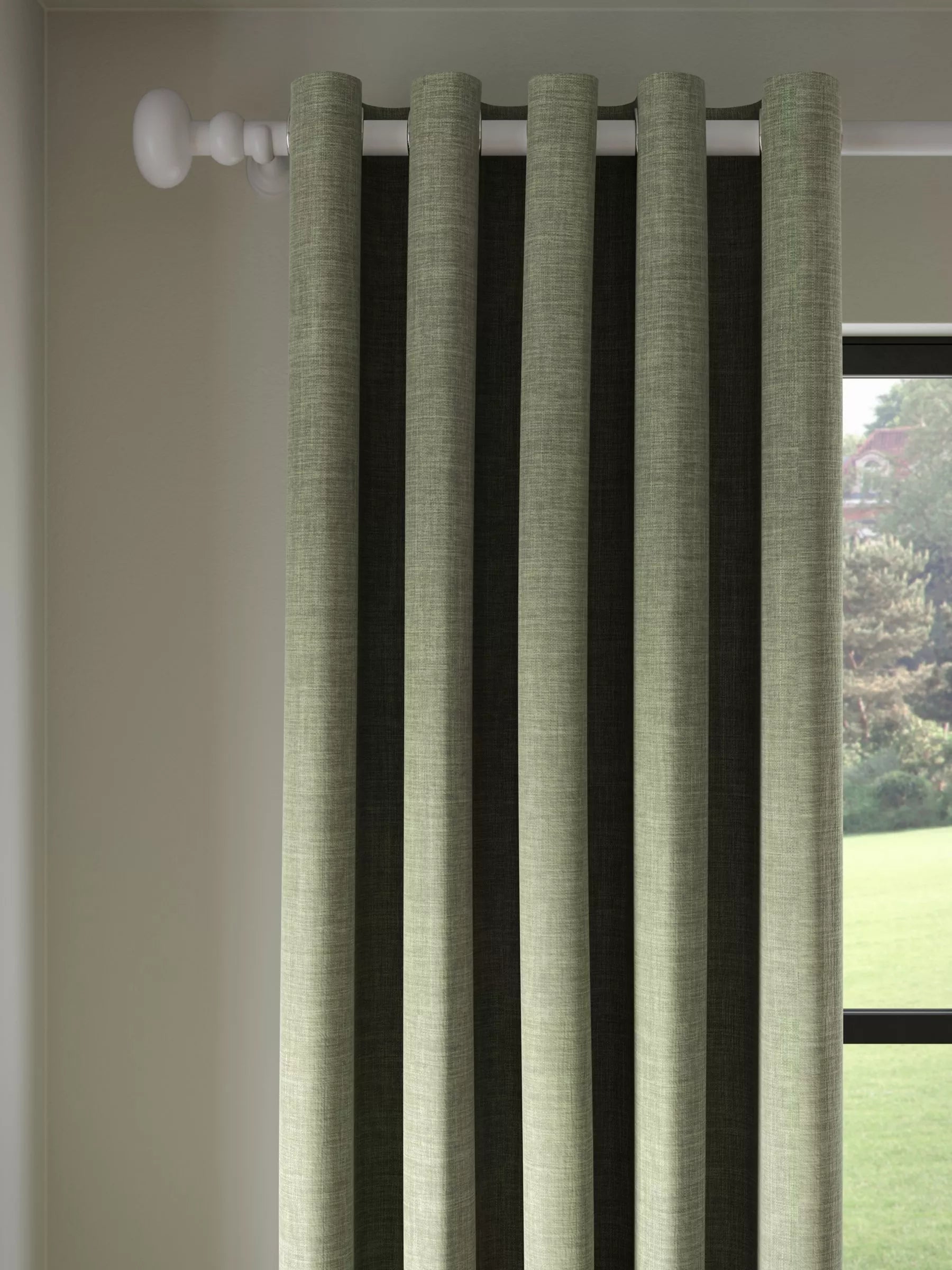 John Lewis Textured Weave Pair Blackout Lined Eyelet Curtains - 274cm Drop