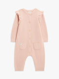 John Lewis Baby Knit Cotton Romper, Pink Mid