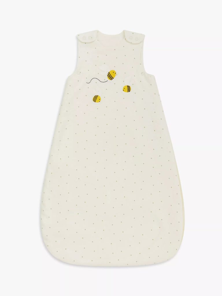 John Lewis Spotty Bee Baby Sleeping Bag, 2.5 Tog, Natural