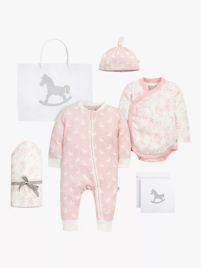 The Little Tailor baby gift set pink woodland 4 pieces - British product