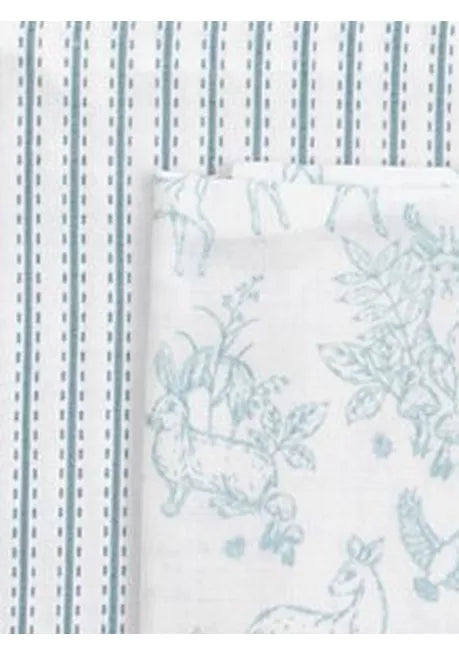 The Little Tailor Mixed Pattern Muslin Cloths, Pack of 4 - Blue