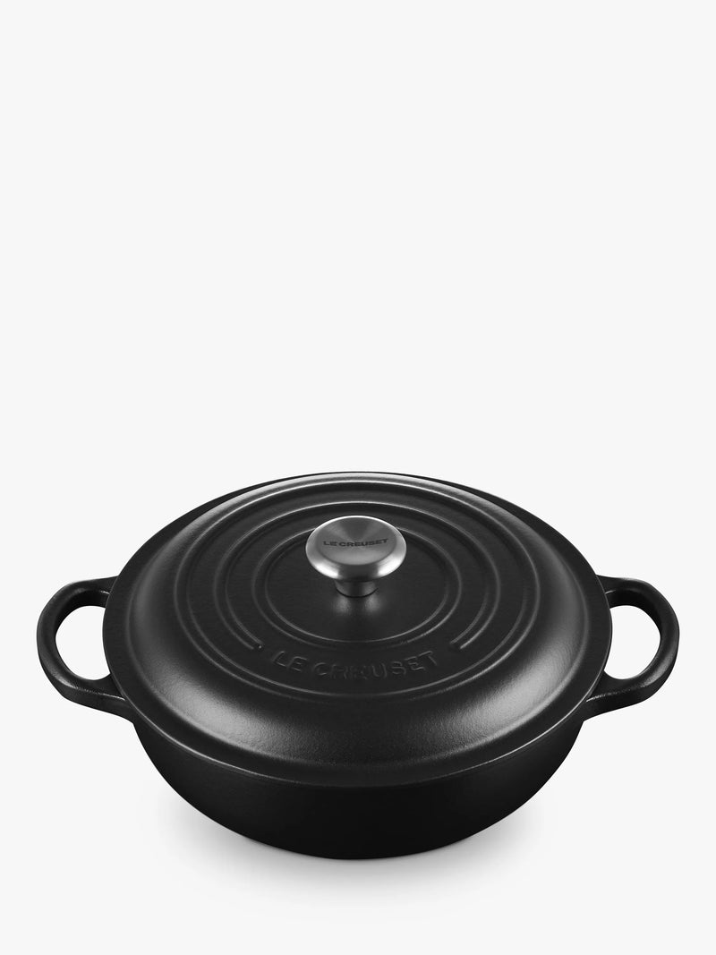 Le Creuset Essentials Cast Iron Round Casserole Soup Pot, Satin Black, 22cm