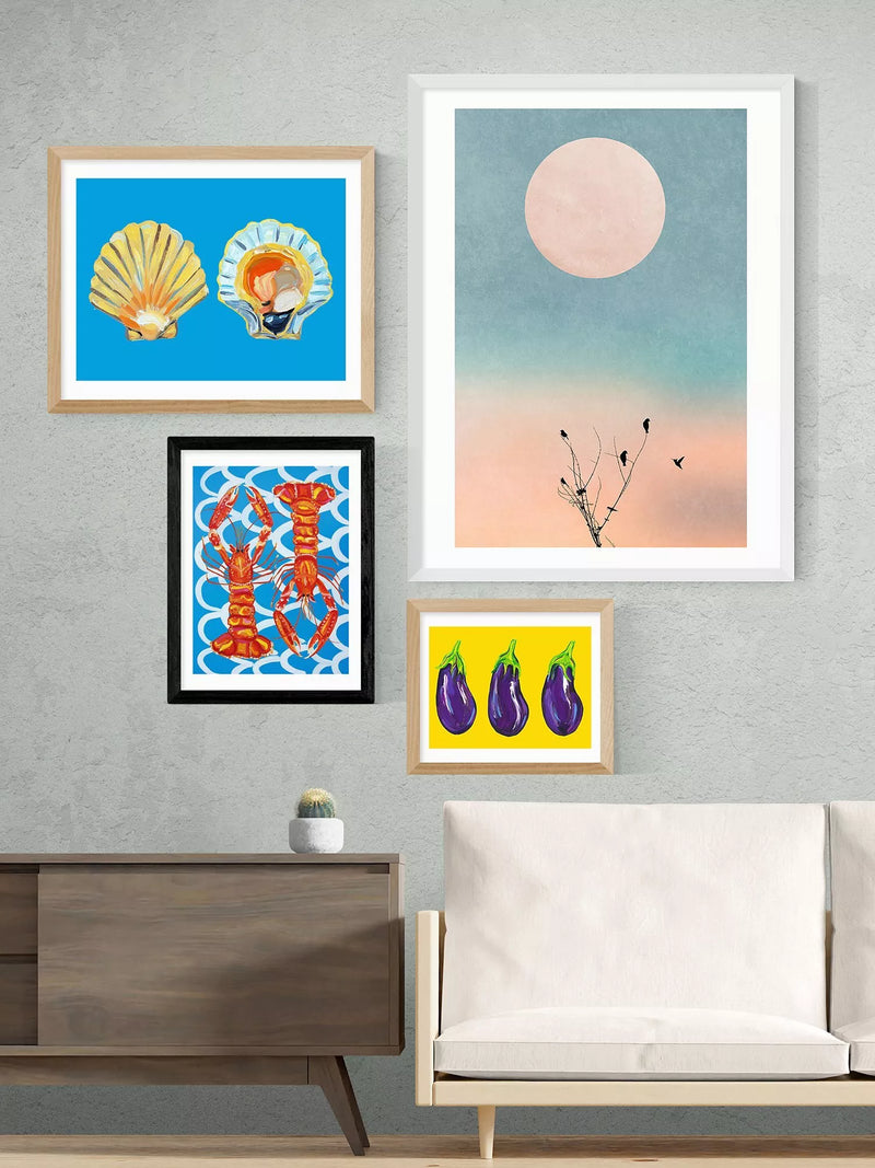 EAST END PRINTS Alice Straker Langoustines on Blue framed print - British product