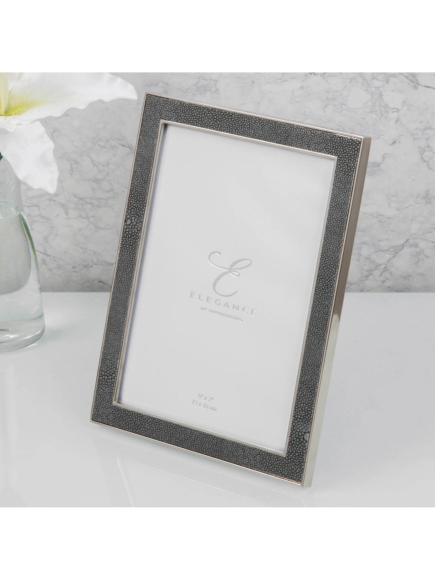 Elegance by Impressions Shagreen Photo Frame with grey faux-shagreen insert (British brand)